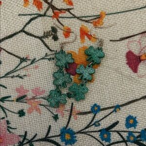 Green Shamrock Dangle Earrings